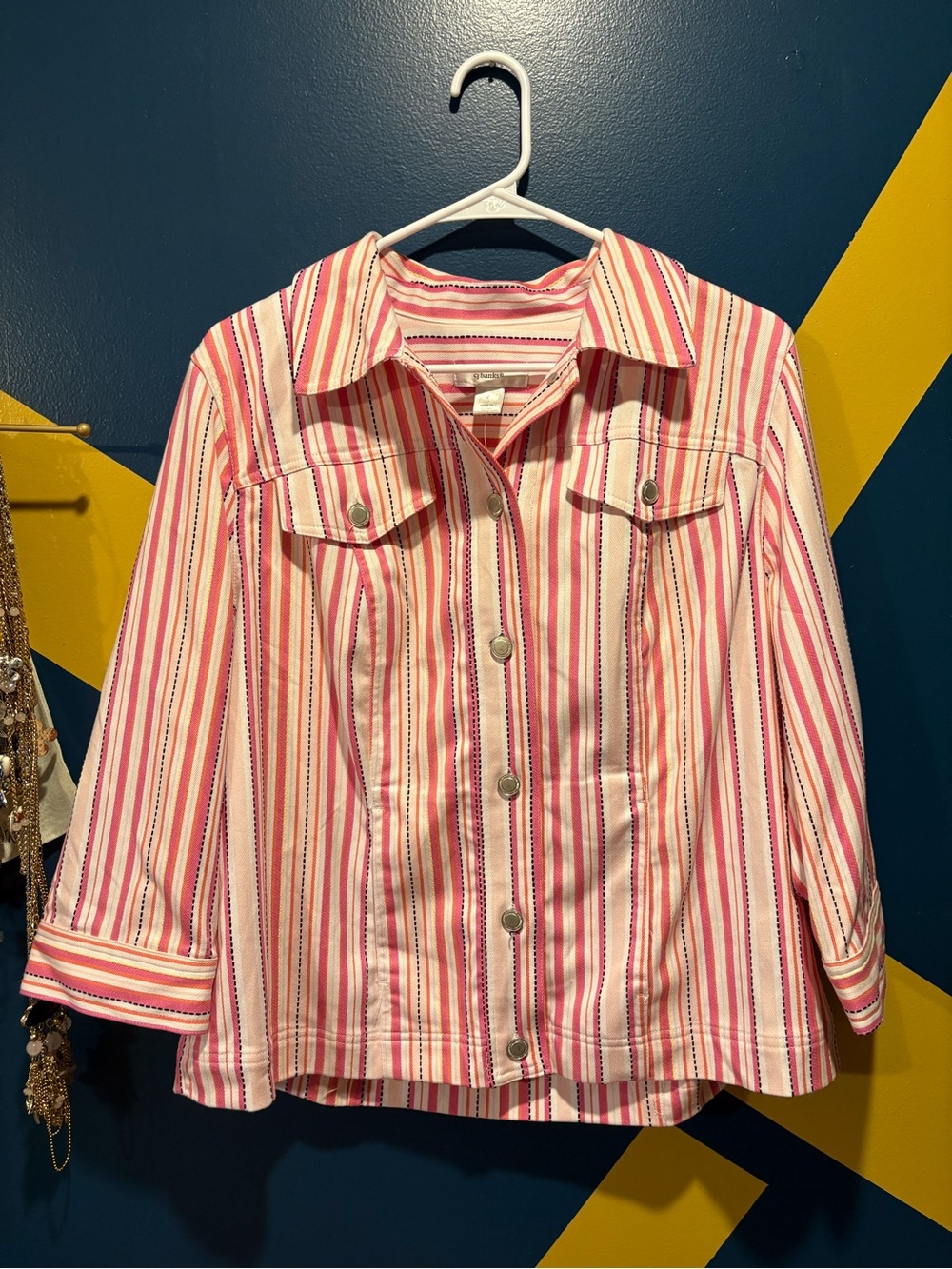 Christopher & Banks Pink & White Stripe Lightweight Jacket NWT
